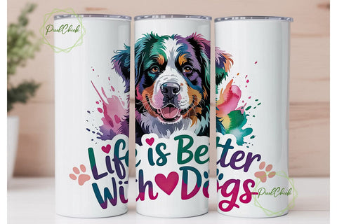 Bernese Mountain Dog 20oz Tumbler Wrap Sublimation PixelChick 