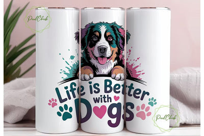 Bernese Mountain Dog 20oz Tumbler Wrap Sublimation PixelChick 