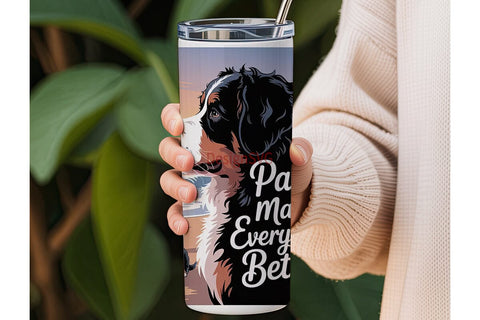Bernese Mountain Dog Beach 20oz Tumbler Sublimation DesignSVG 
