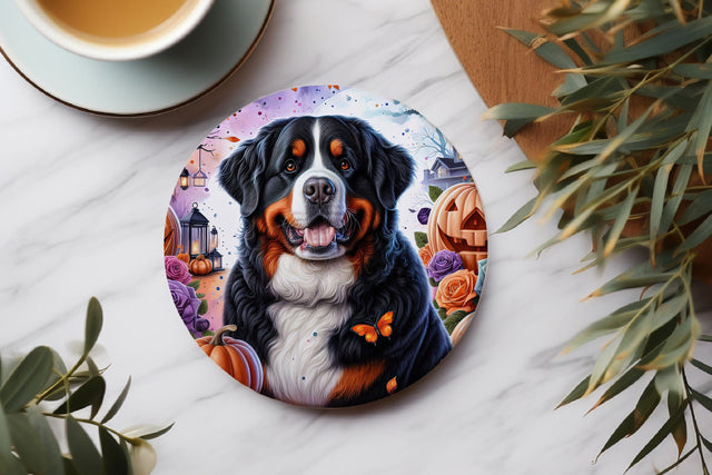 Bernese Mountain Dog Halloween Coaster Sublimation PNG Sublimation BijouBay 