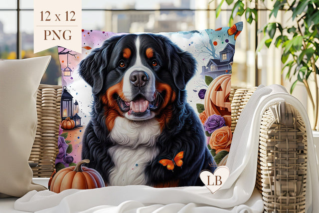 Bernese Mountain Dog Halloween Pillow Cover Sublimation Sublimation BijouBay 