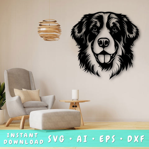 Bernese Mountain Dog Laser SVG Cut File, Bernese Mountain Dog Glowforge File, Bernese DXF, Bernese Wall Art SVG SVG HappyDesignStudio 