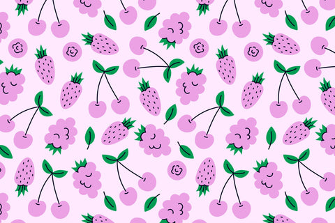 Berries And Leaves Seamless Pattern Digital Pattern Rin Green 