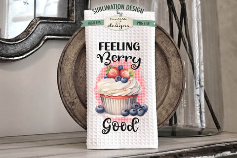 Berry Cupcakes Kitchen Towel Sublimation Designs - Berry Good, Berry Special Sublimation Ewe-N-Me Designs 