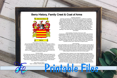 Berry History, Family Crest & Coat of Arms 3D Paper Family Creations 