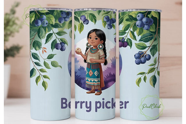 Berry Picker 20oz Tumbler Wrap Sublimation PixelChick 