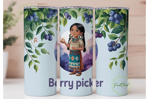 Berry Picker 20oz Tumbler Wrap Sublimation PixelChick 