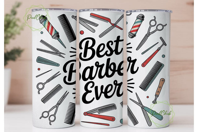 Best Barber Ever 20oz Tumbler Wrap Sublimation PixelChick 