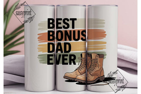 Best Bonus Dad Ever 20oz Tumbler Wrap Sublimation sassyprint 