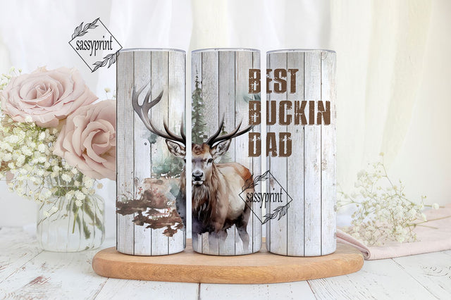 Best Buckin Dad 20 oz Skinny Tumbler Sublimation Design Digital Download PNG Instant, Dad Deer Tumbler, Father's Day Tumbler Sublimation sassyprint 
