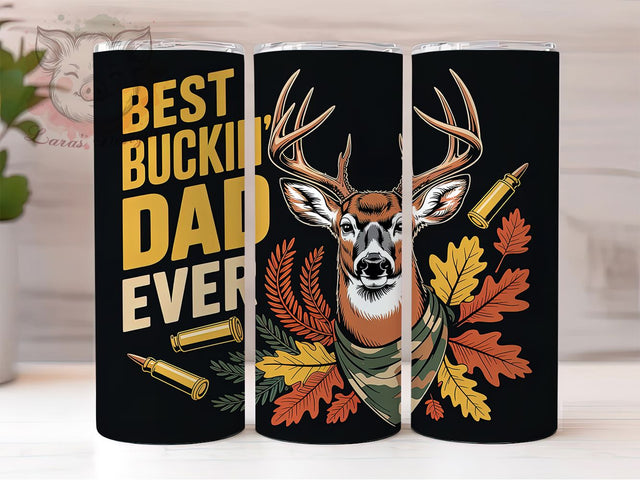 Best Buckin Dad Ever 20oz Tumbler Wrap, Deer Dad Gift, Hunting Humor, Funny Dad Quote, Father’s Day Gift, 20oz Tumbler Wrap, Sublimation PNG Sublimation Lara' s Designs 