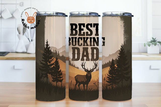 Best Bucking Dad Deer Hunting Tumbler Wrap for Men, Father's Day Gift, Husband Tumbler Wrap, Deer Hunting PNG, Buck Antler Tumbler PNG Sublimation Sublimation Rabbitmakies 
