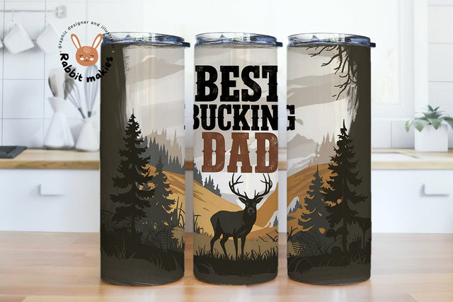 Best Bucking Dad Deer Hunting Tumbler Wrap for Men, Father's Day Gift, Husband Tumbler Wrap, Deer Hunting PNG, Buck Antler Tumbler PNG Sublimation Sublimation Rabbitmakies 
