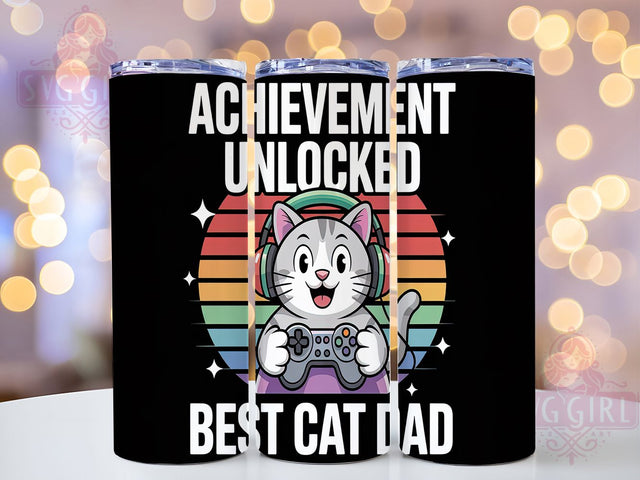 Best Cat Dad Gamer Tumbler, Achievement Unlocked Tumbler, Cat Dad Gamer Wrap, 20oz Cat Lover Design, Funny Cat Dad Tumbler, Gaming Dad Tumbler, Cat Lover Gift Sublimation Sublimation SvggirlplusArt 