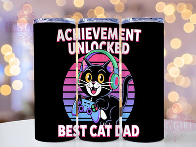 Best Cat Dad Gamer Tumbler, Achievement Unlocked Tumbler, Cat Dad Gamer Wrap, 20oz Cat Lover Design, Funny Cat Dad Tumbler, Gaming Dad Tumbler, Cat Lover Gift Sublimation Sublimation SvggirlplusArt 