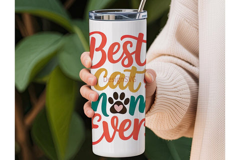 Best Cat Mom 20oz Tumbler Wrap Sublimation DesignSVG 