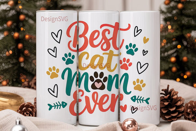 Best Cat Mom 20oz Tumbler Wrap Sublimation DesignSVG 