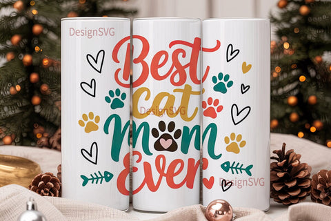 Best Cat Mom 20oz Tumbler Wrap Sublimation DesignSVG 