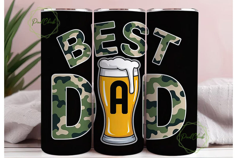 Best Dad Beer Camouflage 20oz Tumbler Sublimation PixelChick 