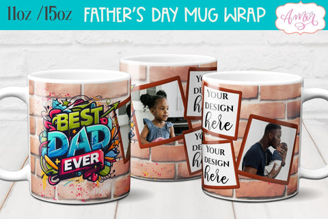 Best dad ever photo mug wrap sublimation PNG | Father's day Sublimation Amorclipart 