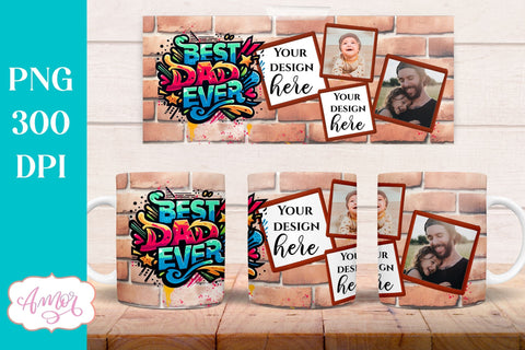 Best dad ever photo mug wrap sublimation PNG | Father's day Sublimation Amorclipart 