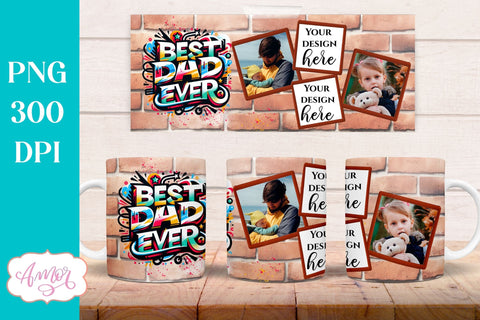 Best dad ever photo mug wrap sublimation PNG | Father's day Sublimation Amorclipart 