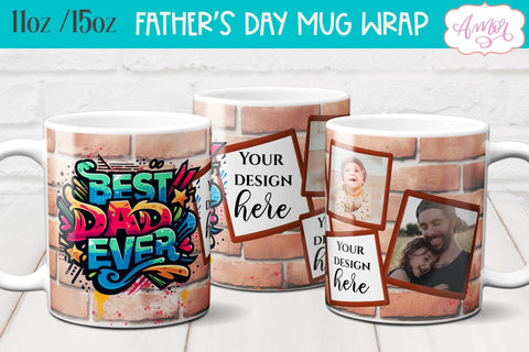 Best dad ever photo mug wrap sublimation PNG | Father's day Sublimation Amorclipart 