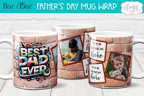 Best dad ever photo mug wrap sublimation PNG | Father's day Sublimation Amorclipart 