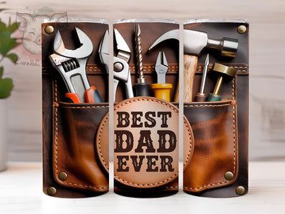 Best Dad Ever Rustic Leather 20oz Tumbler, Rustic Leather, Tool Pouch, Father’s Day Gift, Masculine Design, Skinny Tumbler, Sublimation PNG Sublimation Lara' s Designs 