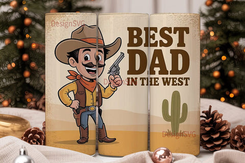 Best Dad In The West Tumbler Wrap Sublimation DesignSVG 
