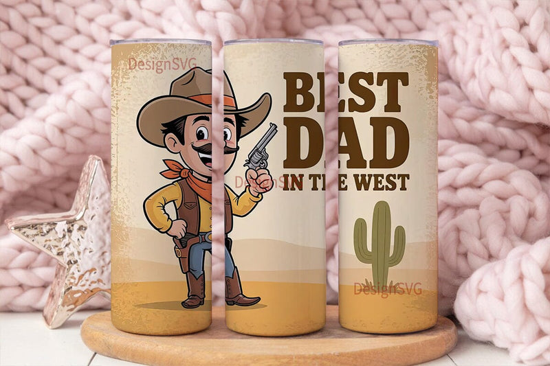 Best Dad In The West Tumbler Wrap Sublimation DesignSVG 