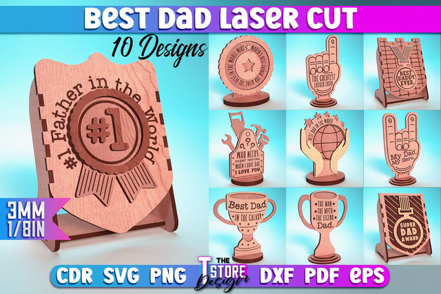 Best Dad Laser Cut | Dad Award Laser Cut Design | CNC Files SVG The T Store Design 