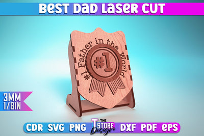 Best Dad Laser Cut | Dad Award Laser Cut Design | CNC Files SVG The T Store Design 