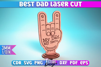 Best Dad Laser Cut | Dad Award Laser Cut Design | CNC Files SVG The T Store Design 
