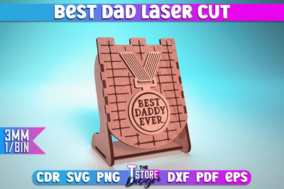 Best Dad Laser Cut | Dad Award Laser Cut Design | CNC Files SVG The T Store Design 