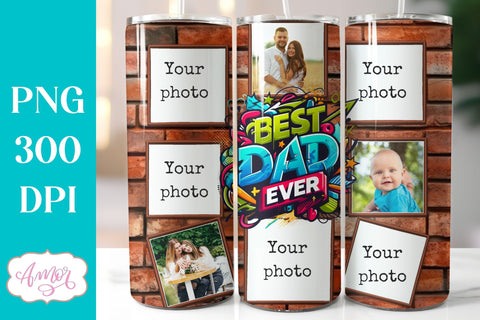 Best Dad Photo tumbler wrap Sublimation PNG Father's day Sublimation Amorclipart 