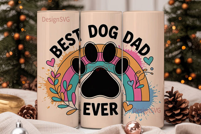 Best Dog Dad Ever 20oz Tumbler Wrap Sublimation DesignSVG 