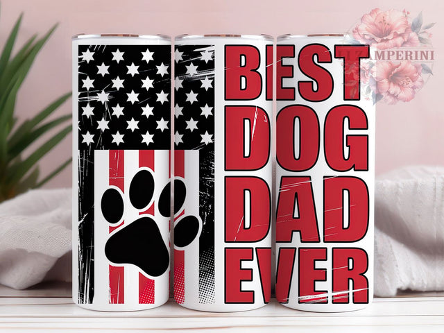Best Dog Dad Patriotic Quote 20oz Tumbler Wrap, Dog Dad Quote, Patriotic Dog Design, American Flag PNG, Dog Lover Tumbler, 20oz Tumbler Wrap, Sublimation PNG, Pet Lover Gift Sublimation Li Zamperini 