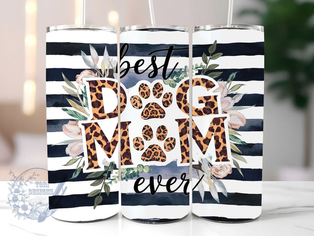 Best Dog Mom 20oz Skinny Tumbler, Dog Paw Tumbler Png, Straight & Tapered Tumbler Wrap, Instant Digital Download Sublimation ToriDesigns 