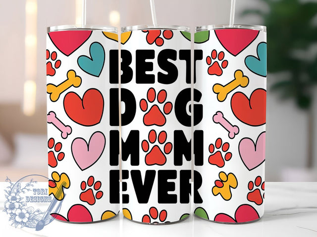 Best Dog Mom Ever 20oz Tumbler Wrap, Pet Lover Wrap, 20oz Sublimation Wrap, Dog Mom Gift, Puppy Lover Tumbler, Cute Pet Mom Cup, Fur Mom Tumbler Design Sublimation ToriDesigns 