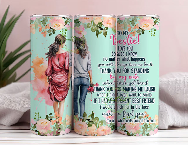 Best Friend Tumbler 20 oz Skinny Tumbler PNG Sublimation Design DIGITAL Only SEAMLESS Besties Sublimation Tumbler Wrap Gifts For Women Happy Sublimation PixelChick 