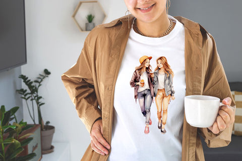 Best Friends Couple Watercolor Clipart Bundle Sublimation Designangry 