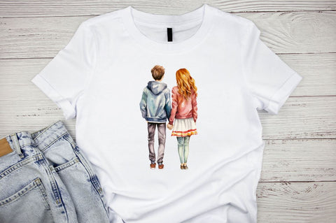 Best Friends Couple Watercolor Clipart Bundle Sublimation Designangry 