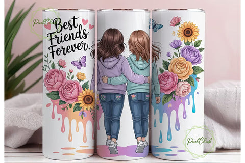 Best Friends Forever 20oz Tumbler Wrap Sublimation PixelChick 