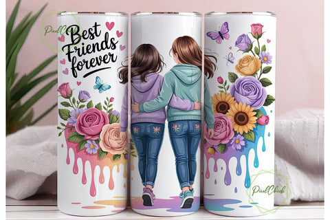 Best Friends Forever 20oz Tumbler Wrap Sublimation PixelChick 