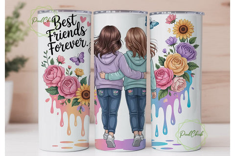 Best Friends Forever 20oz Tumbler Wrap Sublimation PixelChick 