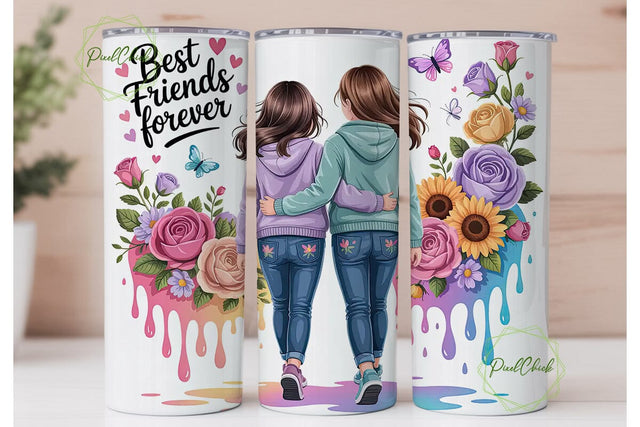 Best Friends Forever 20oz Tumbler Wrap Sublimation PixelChick 