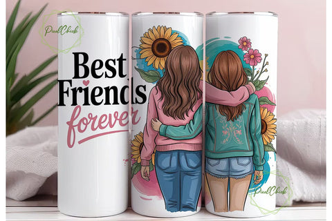 Best Friends Forever 20oz Tumbler Wrap Sublimation PixelChick 