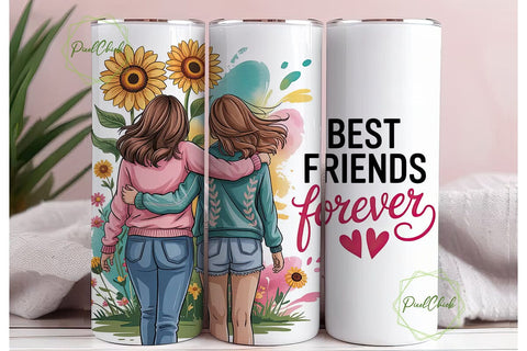 Best Friends Forever 20oz Tumbler Wrap Sublimation PixelChick 