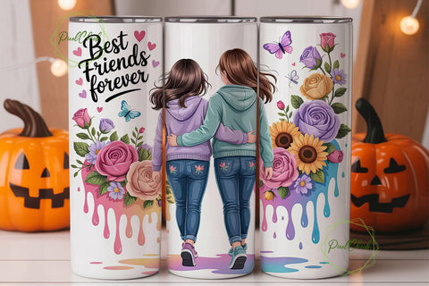 Best Friends Forever 20oz Tumbler Wrap Sublimation PixelChick 